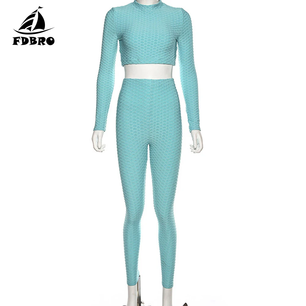 Тренировочный костюм FDBRO для фитнеса Модный женский комплект из топа и леггинсов
