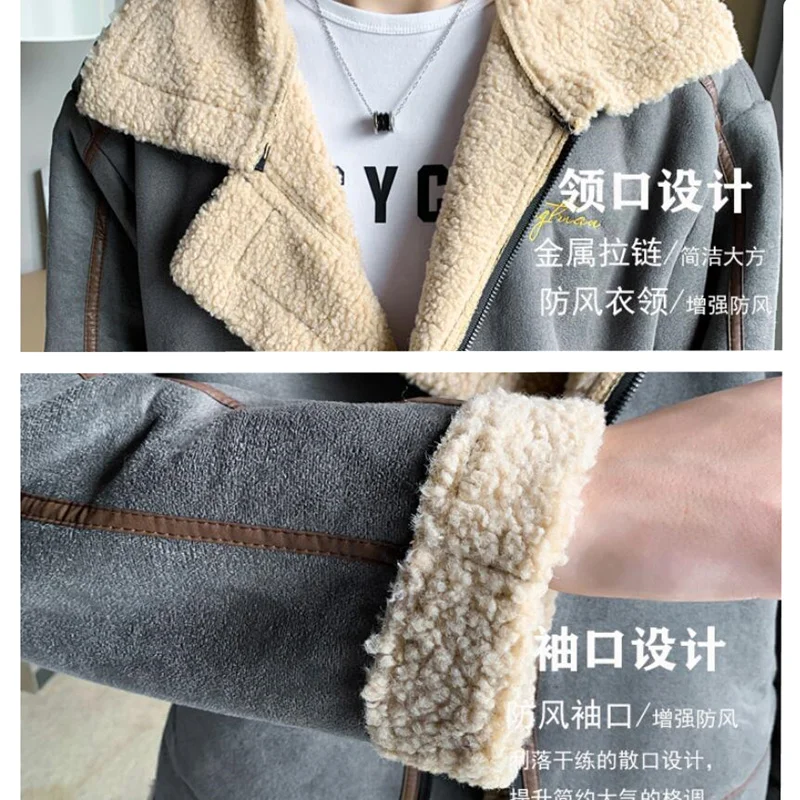 

2021 Brand clothing Men of high-grade Lamb and velvet Casual jackets/Male slim fit Fashion winter keep warm woolen Coats S-4XL