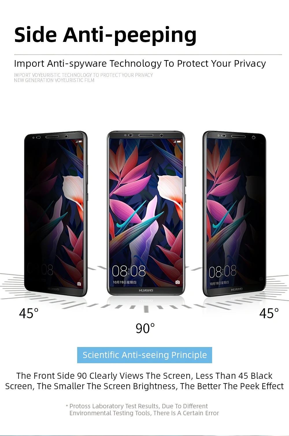 Секретность Антишпион протектор экрана для huawei P30 Pro Lite mate 20 Pro 20X P20 Pro Honor 10 9 Nova 4 5 5i анти-ползающая пленка из закаленного стекла