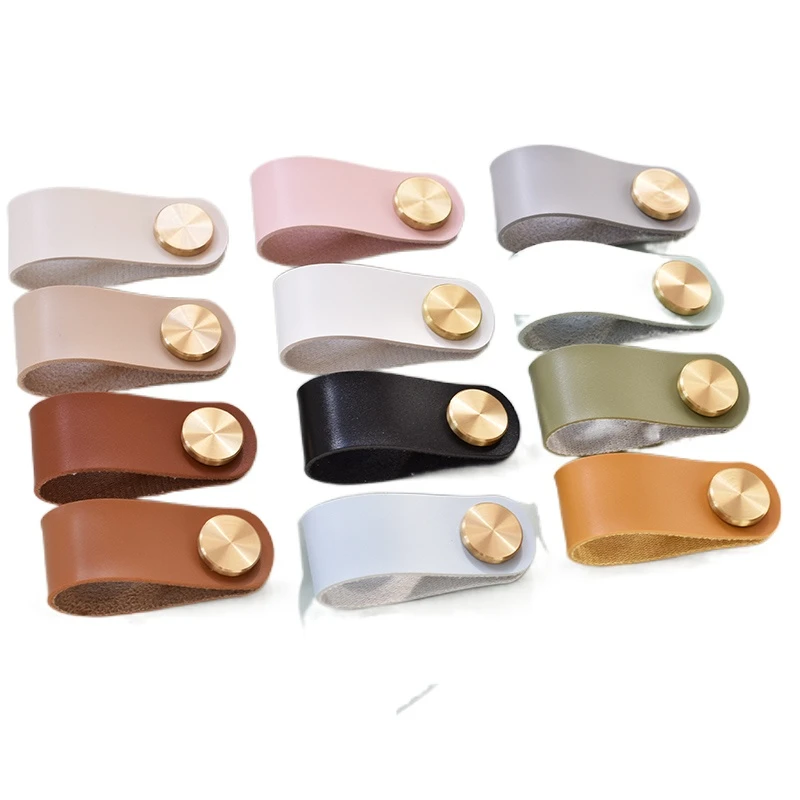 

12 Colors Nordic Furniture Drawer Handle Brass Brass Wardrobe Cabinet Handle Door Pull Ring Eco-friendly Artificial Leather
