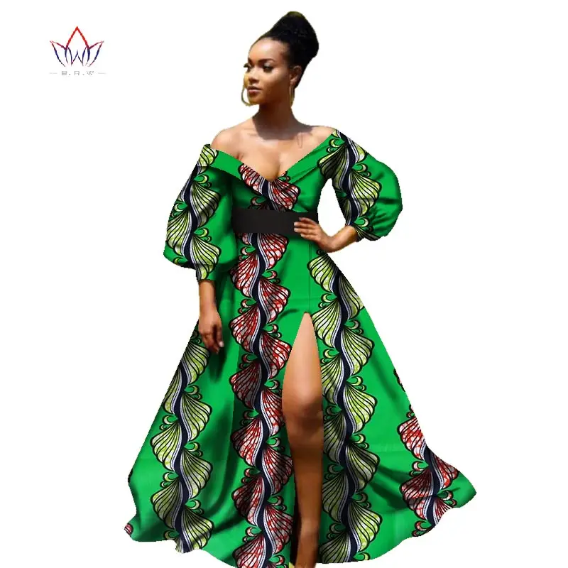 african bazin dresses for women african Three Quarter sleeves dresses for women african clothing wax dashiki fabric WY2255 - Цвет: 11