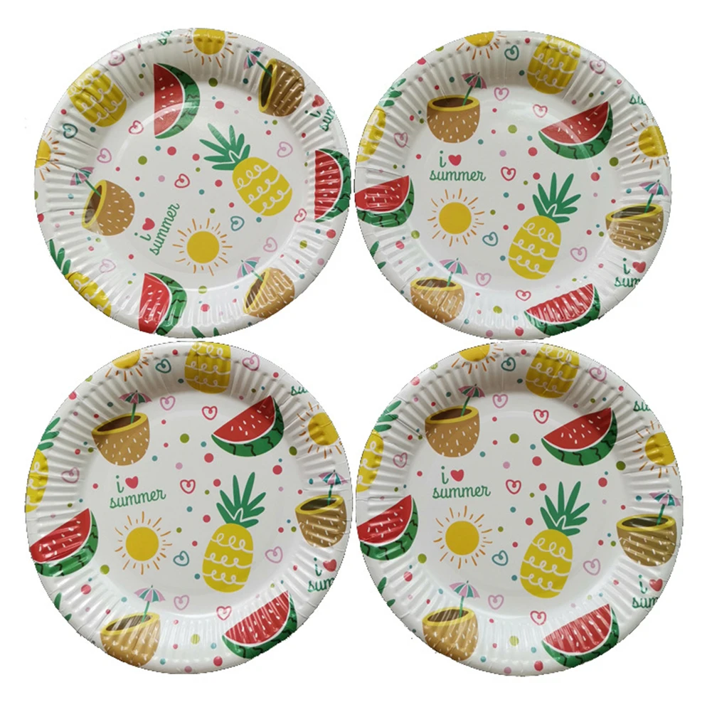 10pcs Photograph Cafe Wedding Fruit Birthday Party Props Decoration Disposable Cake Tray Paper Plate Pineapple Printed Dessert | Дом и сад