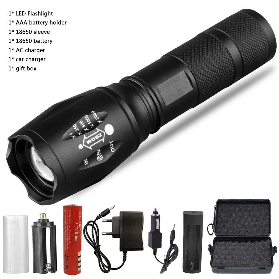 Litwod Z20 XM-L Q5/T6 светильник-вспышка светодиодный светильник-вспышка тактический фонарь светильник водонепроницаемый зум светодиодный портативный для hunnting светильник-вспышка - Испускаемый цвет: Option E