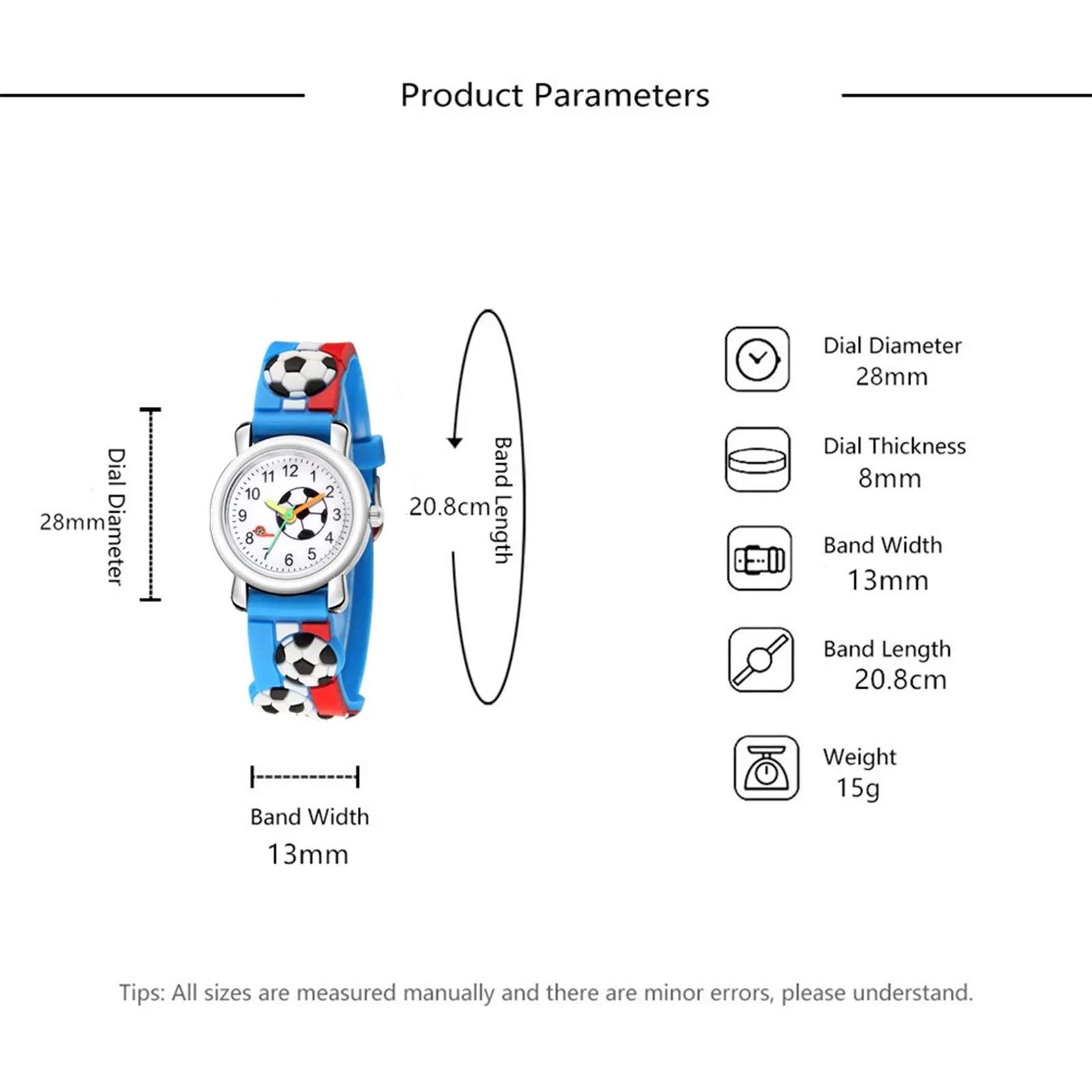 

Children's Watch Fashion Sports Football Pattern Dial Sweatproof Waterproof Cute Football Strap Children's Gift Hot Sale 05*