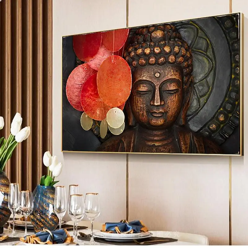 

Buddha Statue Posters Scandinavian Canvas Painting Cuadros Buddhist Abstract Wall Art Pictures for Living Room Temple Decor