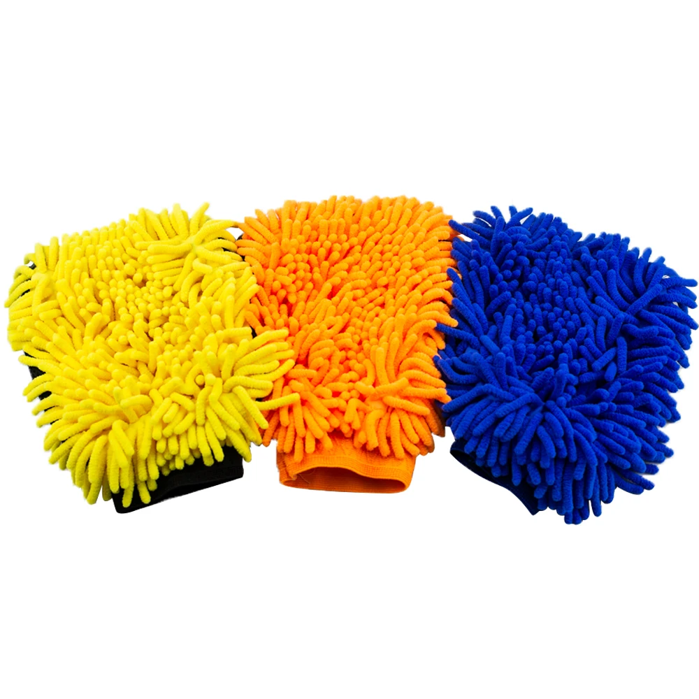 

1 Pc Of Microfiber Chenille Microfiber Car Washing Gloves Soft Mesh Backing Without Scratches For Car Cleaning Random Colors