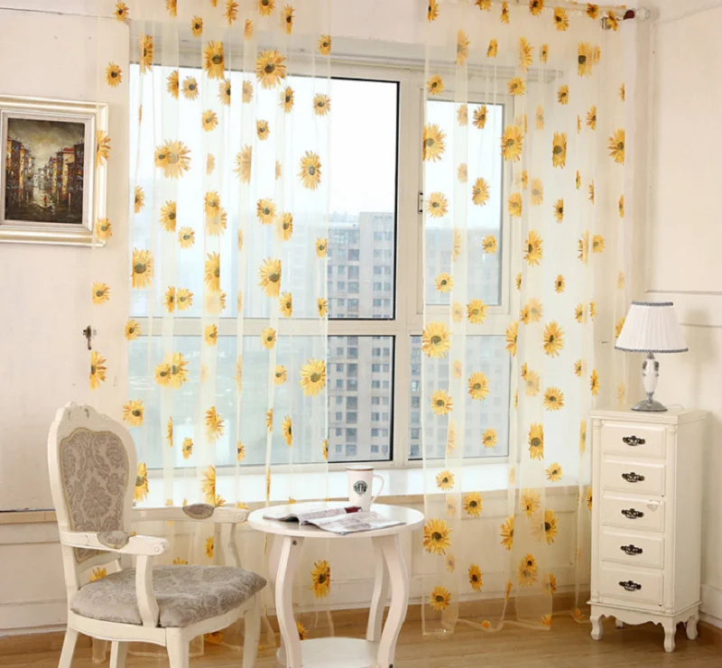 Принт подсолнечника световой занавес s для гостиной столовой спальни балкон