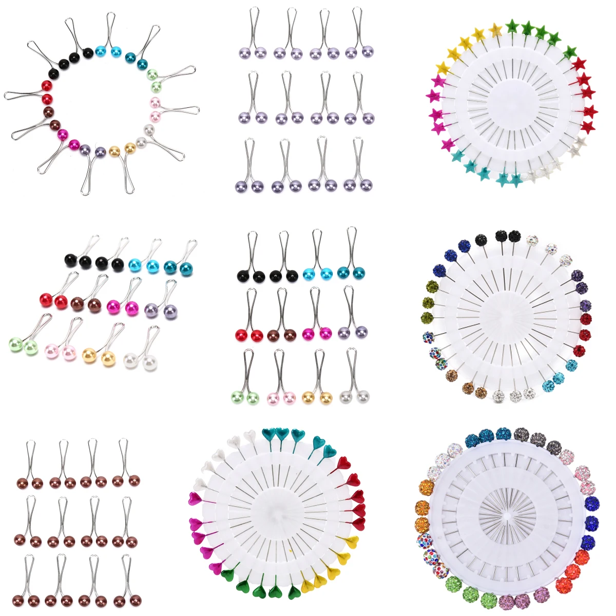 

12Pcs Muslim Hijab Pearl Clip Brooch Pins Scarf Safety Clip Women Wedding Pin