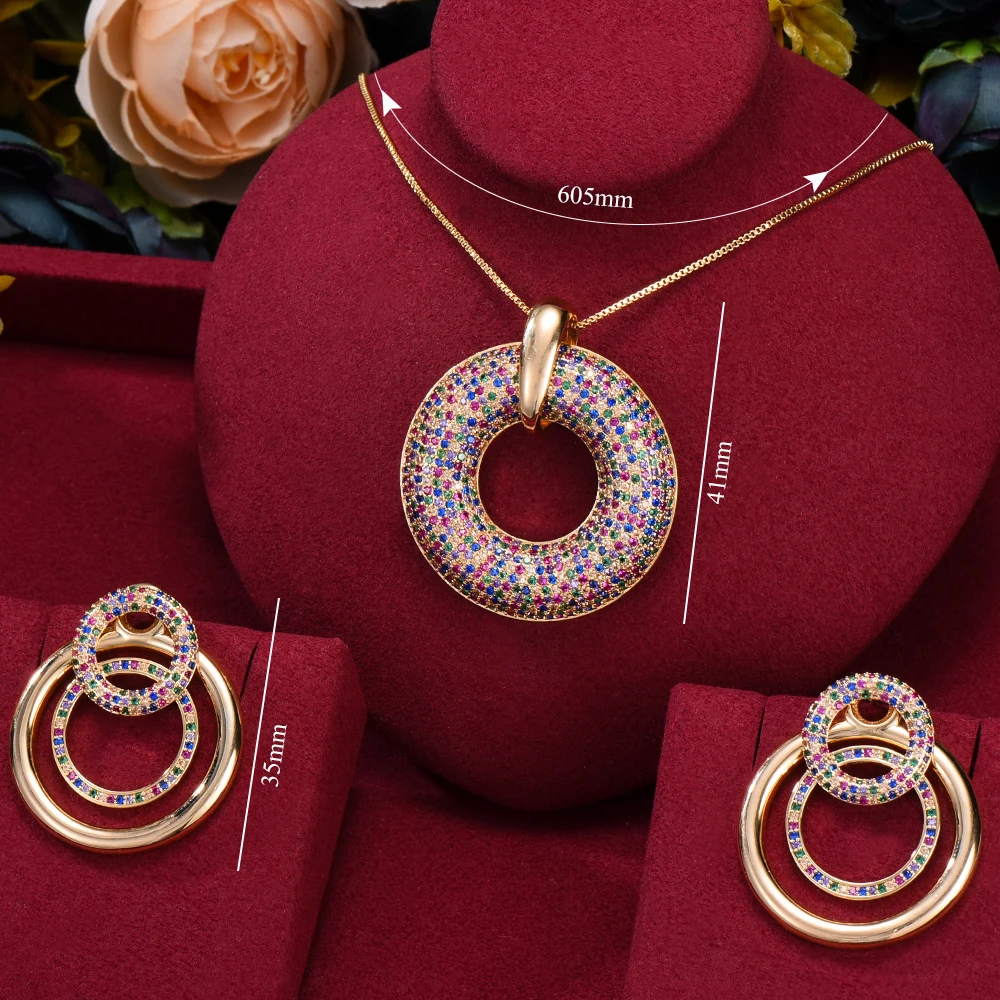 

KellyBola High Quality Ring Pendant Necklace Earrings Jewelry Set Girl Exquisite Zircon Wedding Party Jewelry Accessories