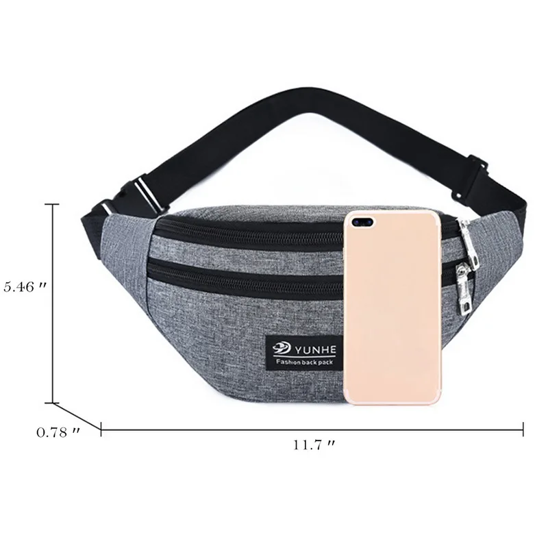 

Waist Bag Women Three Zipper Pocket Fashion Men Chest Handbag Unisex Fanny Pack Ladies Pink Waist Pack Belly Bags Purse