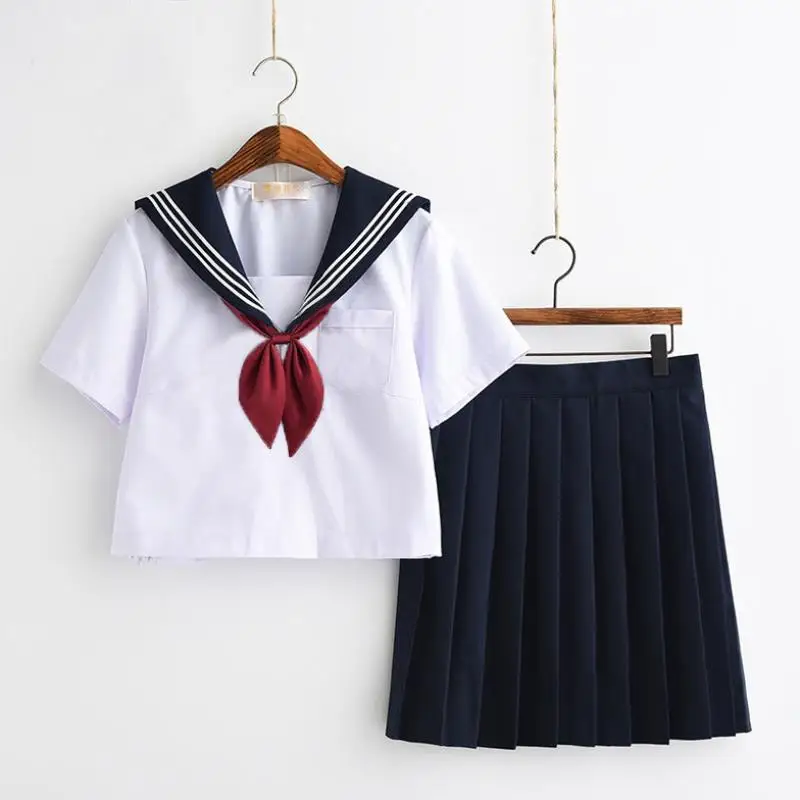 White Schoolgirl Uniform Japanese Class Navy Sailor School Uniforms Students Clothes For Girls Anime COS Sailor Navy Suit