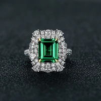 100 925 sterling silver 9x11mm luxury emerald cut lab growing emeralds female senior wedding ring