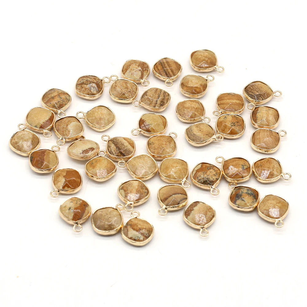 

2pc Natural Stone Pendants Gold plated Gemstone Pendant for Trendy Jewelry Making Diy Women Necklace Earrings Gifts