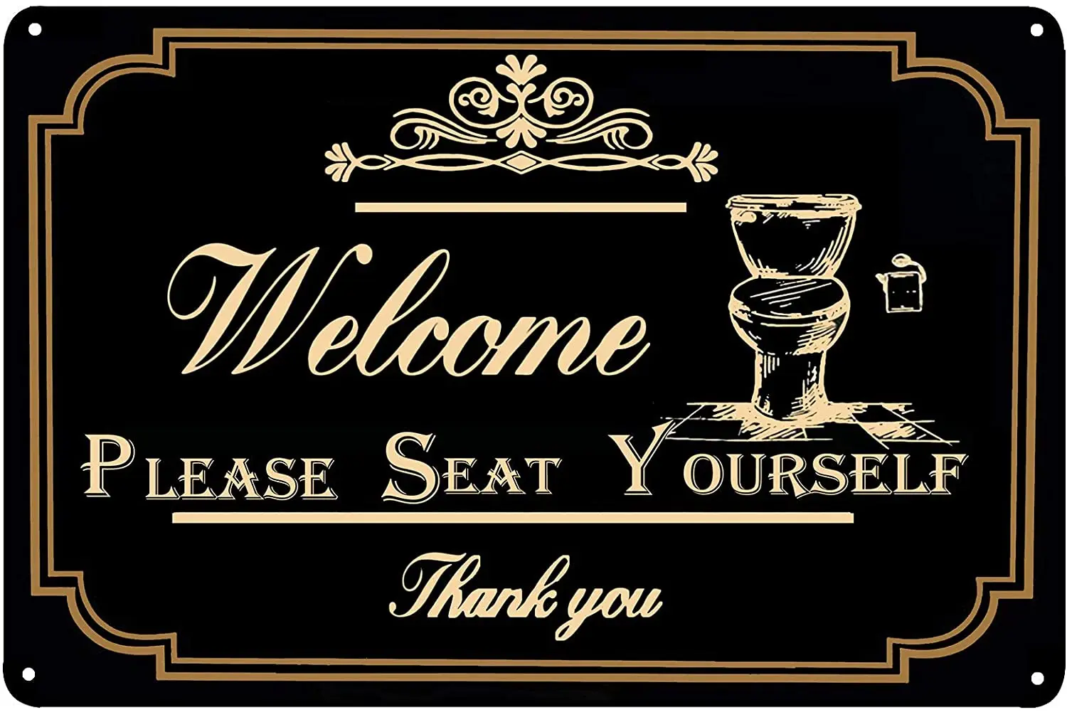 

FSTIKO Welcome Sign Please Seat Yourself Vintage Metal Sign Rustic Bathroom Decor Farmhouse Country Home Restroom Decorations