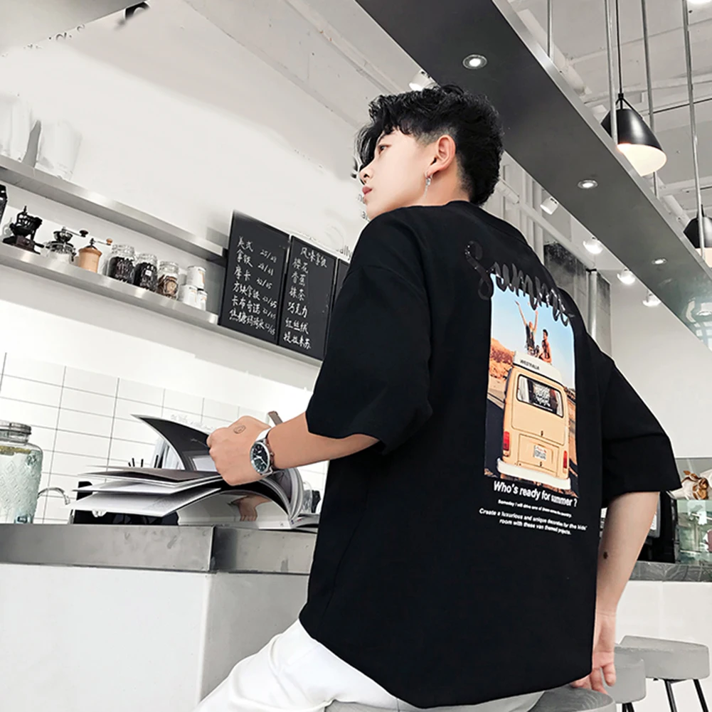 Повседневная мужская летняя футболка с круглым вырезом и коротким рукавом