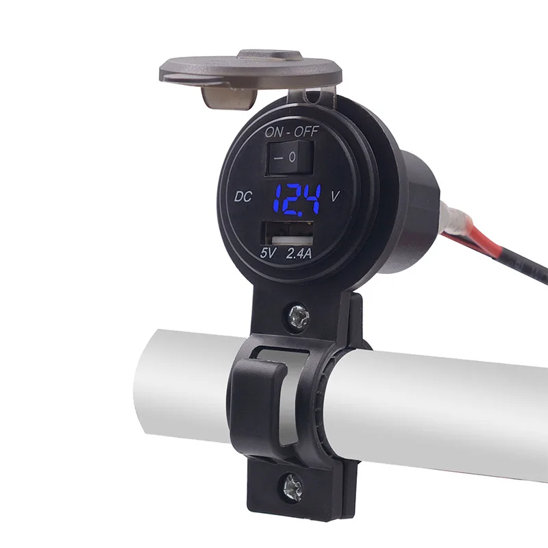 Быстрое зарядное устройство dfdf с двумя USB портами 12-24 В QC3.0 черное для мотоцикла