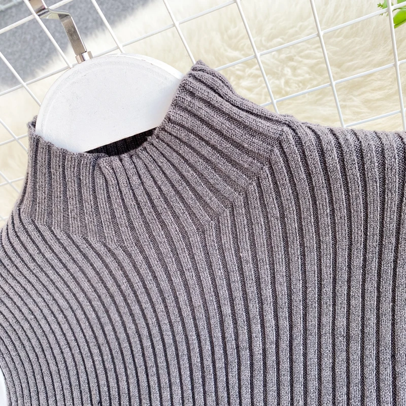 

Autumn Winter Women Patchwork Fake Two-Piece Tops 2020 New Fashion Slim Fit Lantern Sleeved Shirt Turtleneck Sweater Pullovers