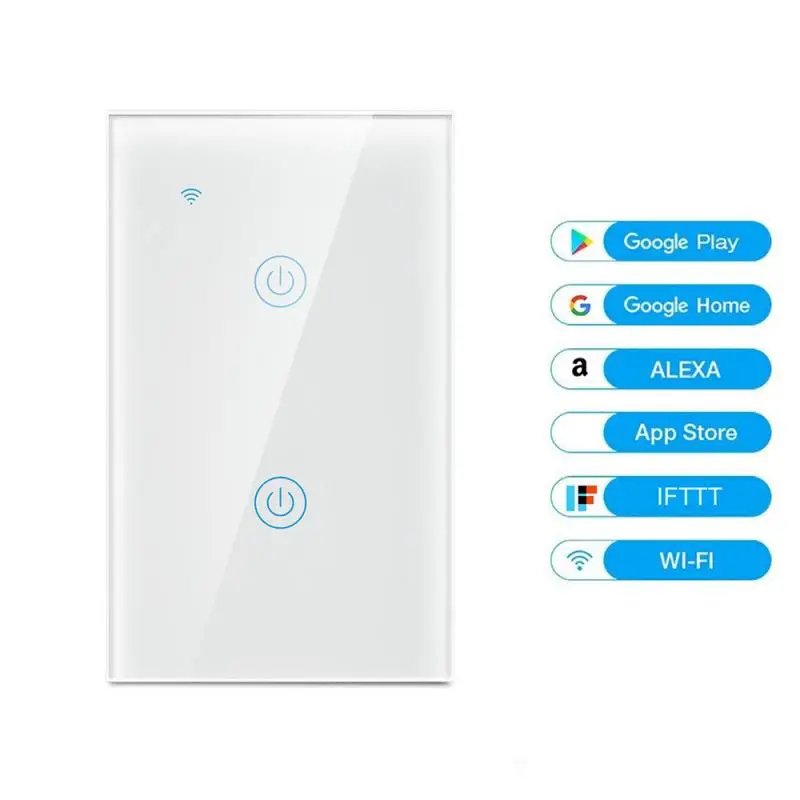 

Touch Switch White Crystal Glass Smart Panel Ac110-240v Switch 1-4 Gang Wall Lamp Touch Switch Home Accessories Voice Control