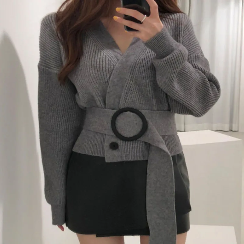 Вязанный новый осенне-зимний женский свитер 2019 ретро двубортный кардиган модный