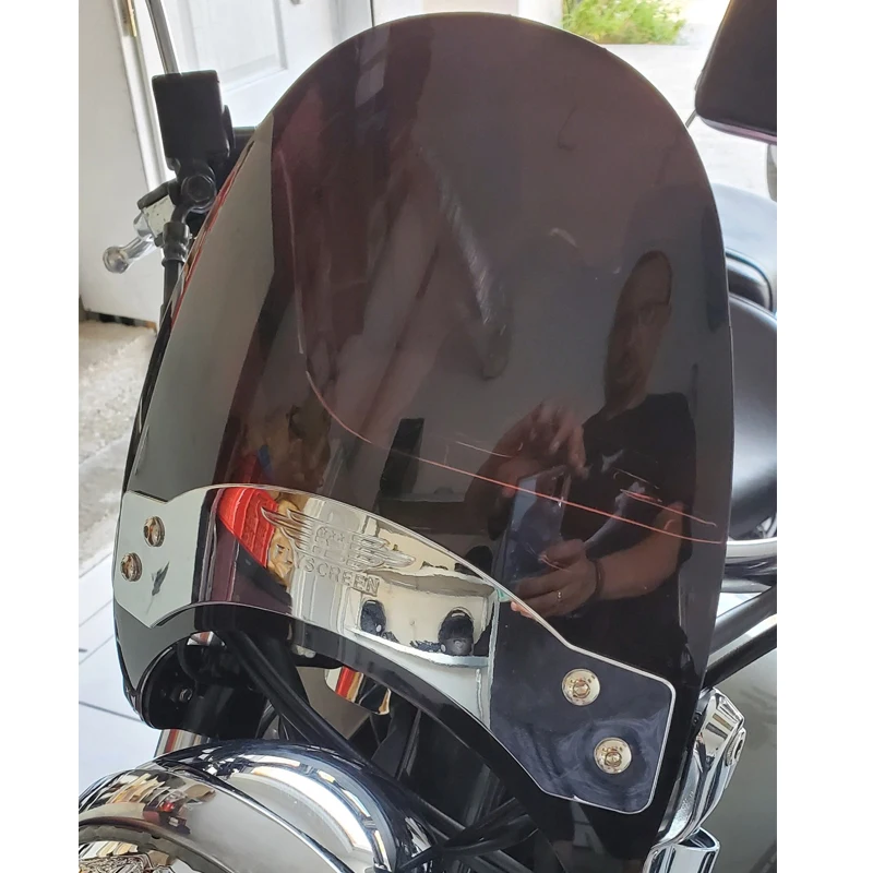 Фото Лобовое стекло мотоцикла для Suzuki Boulevard S40 S50 S83 Intrumer 1400 VS1400GLP, верхняя вилка, крепление на трубку, козырек для лобового стекла №1
