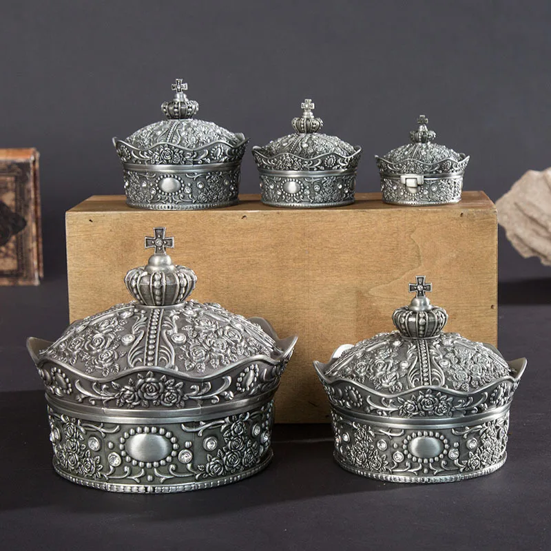 

Шкатулка для хранения ювелирных украшений из цинкового сплава в форме короны, различные Роскошные Шкатулки для украшений в стиле принцессы