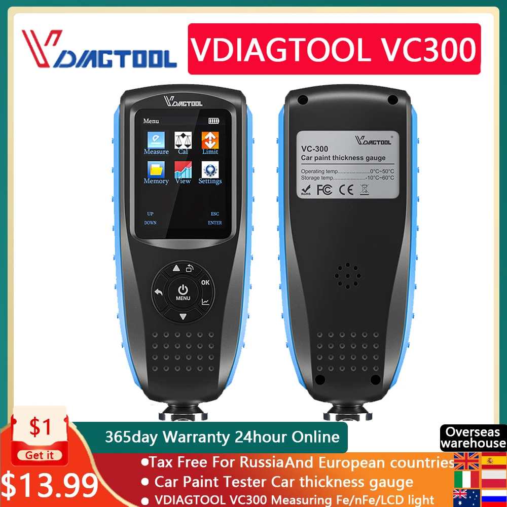 Толщиномер VDIAGTOOL VC300/VC200/VC100 для измерения толщины краски автомобиля - изображение