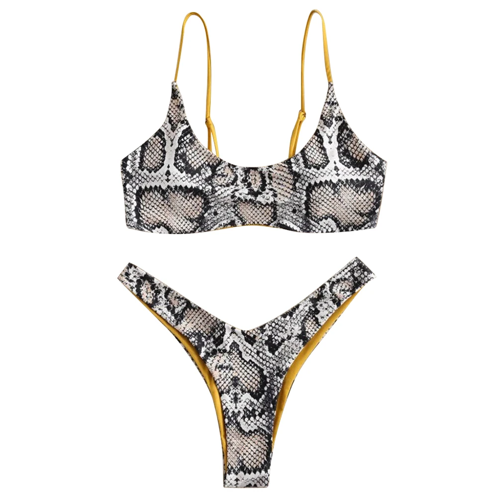 Женский комплект бикини из двух предметов с высоким вырезом и V-образным |