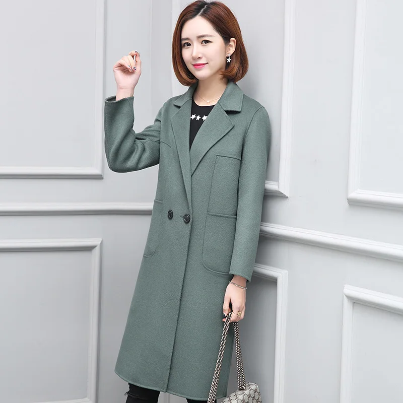 2020 100% шерстяное женское двухстороннее пальто Новинка весна осень длинный