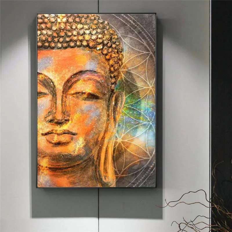 

Abstract Buddha Head Canvas Paintings Posters And Prints Buddhism Wall Graffiti Art Canvas Prints Wall Pictures For Living Room