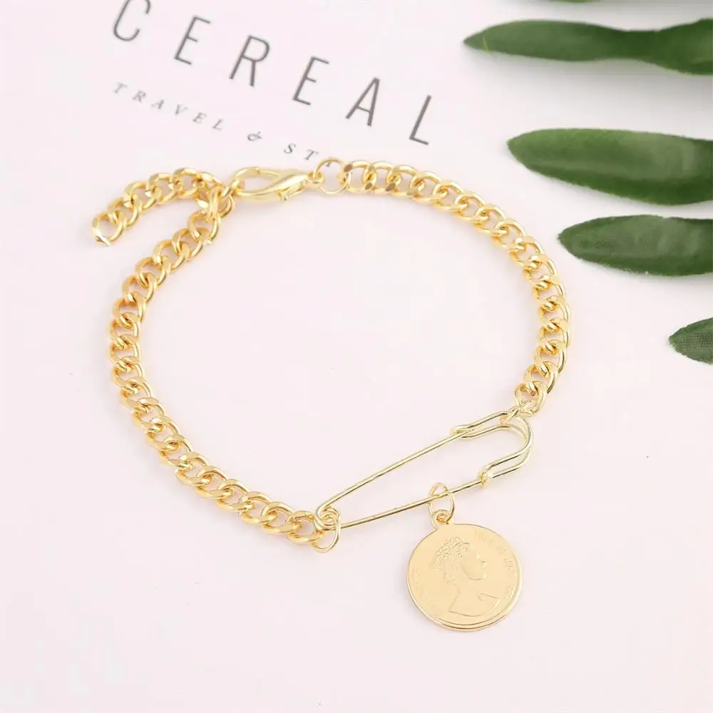 Pinkdudu летние ювелирные изделия из цинкового сплава сердце монета Шарм Браслеты