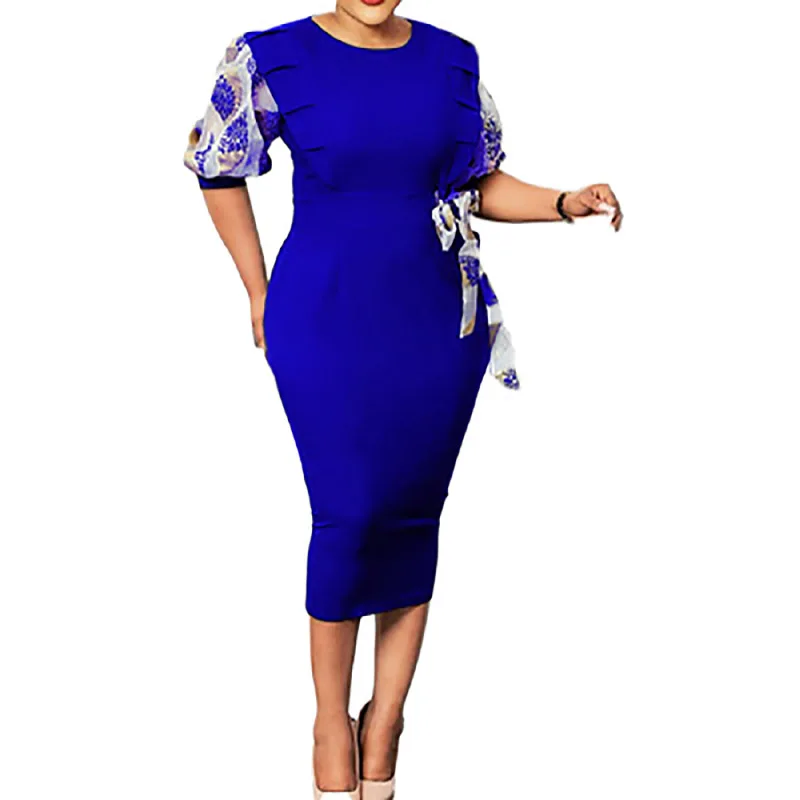 

Elegant Black Mesh Long Sleeve Dress Spring 2021 2XL Plus Size Office Dresses For Women Ladies Tunic Work Wear Clothes Midi