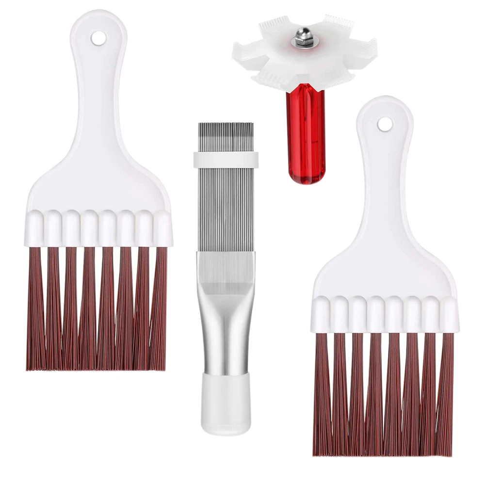 4 Pieces Air Conditioner Condenser Fin Cleaning Brush AC Comb Stainless Steel Refrigerator Cleaner Whisk | Бытовая техника