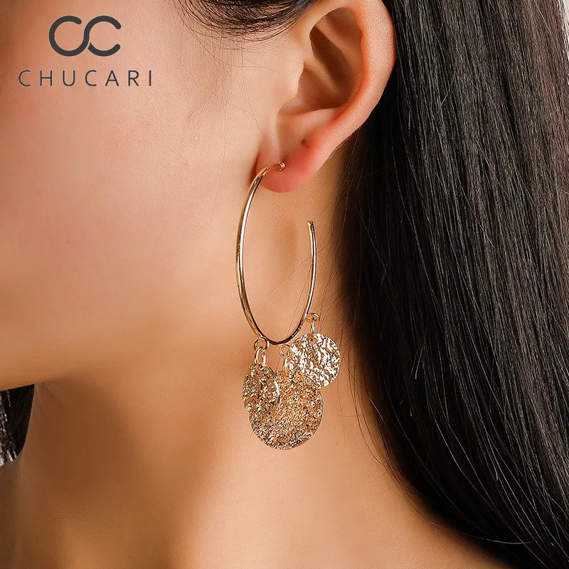 

CHUCARI, новинка 2019, модное, простое, стильное, золотое, большое кольцо серьги круг, серьги-петли, серьги-подвески для женщин, ювелирное изделие
