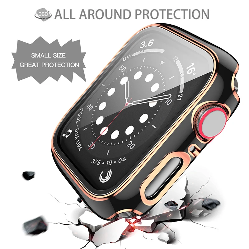 Чехол для защиты экрана Apple Watch Series 6 5 4 3 SE iWatch Shell 44 мм 40 42 38 двухцветный бампер