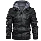 Мужская брендовая зимняя куртка из искусственной кожи, Мужская модная мотоциклетная куртка с капюшоном, мужская повседневная Байкерская ветровка, мужские куртки