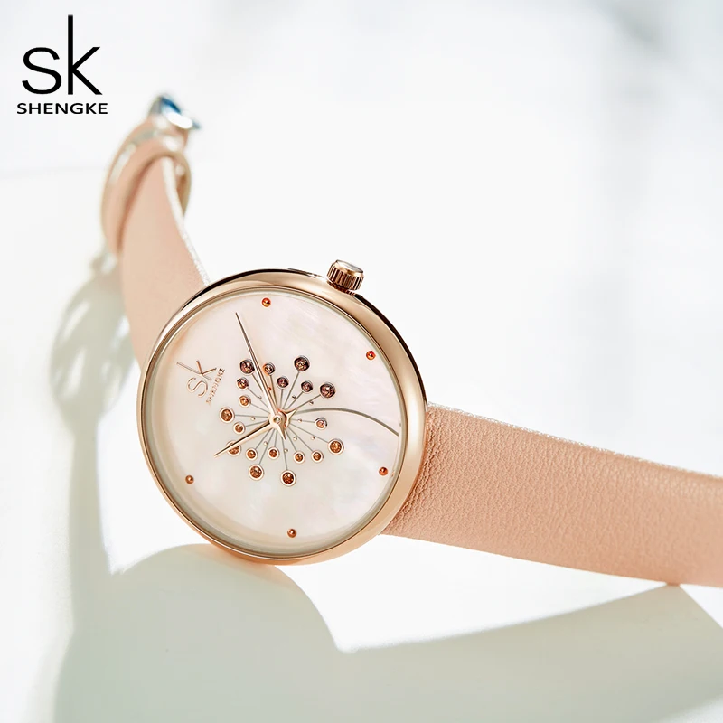 Shengke новые часы для женщин лучший бренд класса люкс кварцевые водонепроницаемый
