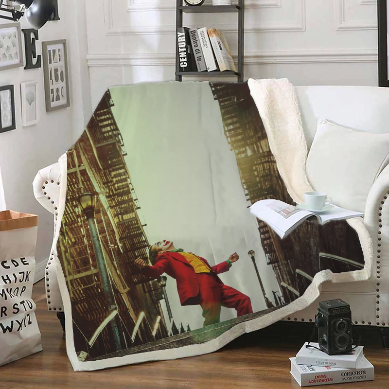 

The joker Funny Character Blanket 3D Print Sherpa Blanket on Bed Home Textiles Dreamlike Style 02