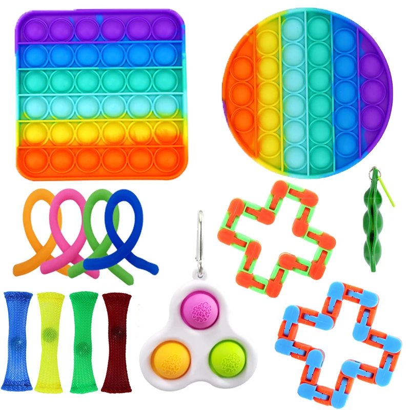 Juguetes sensoriales para aliviar el estr&eacute;s para ni&ntilde;os y adultos, caja de juguetes sensoriales para aliviar el autismo y ansiedad, burbujas de estr&eacute;s-3