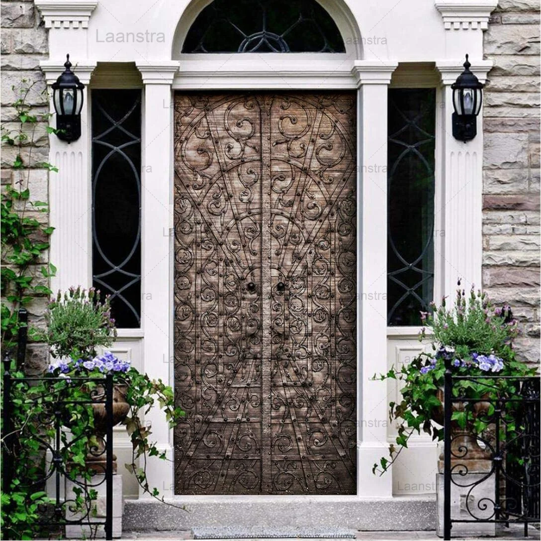 

Relief Pattern Home Decoration Door Stickers 3D Room Decor Door Decals Self-Adhesive Waterproof Poster Door Wall Stickers Art