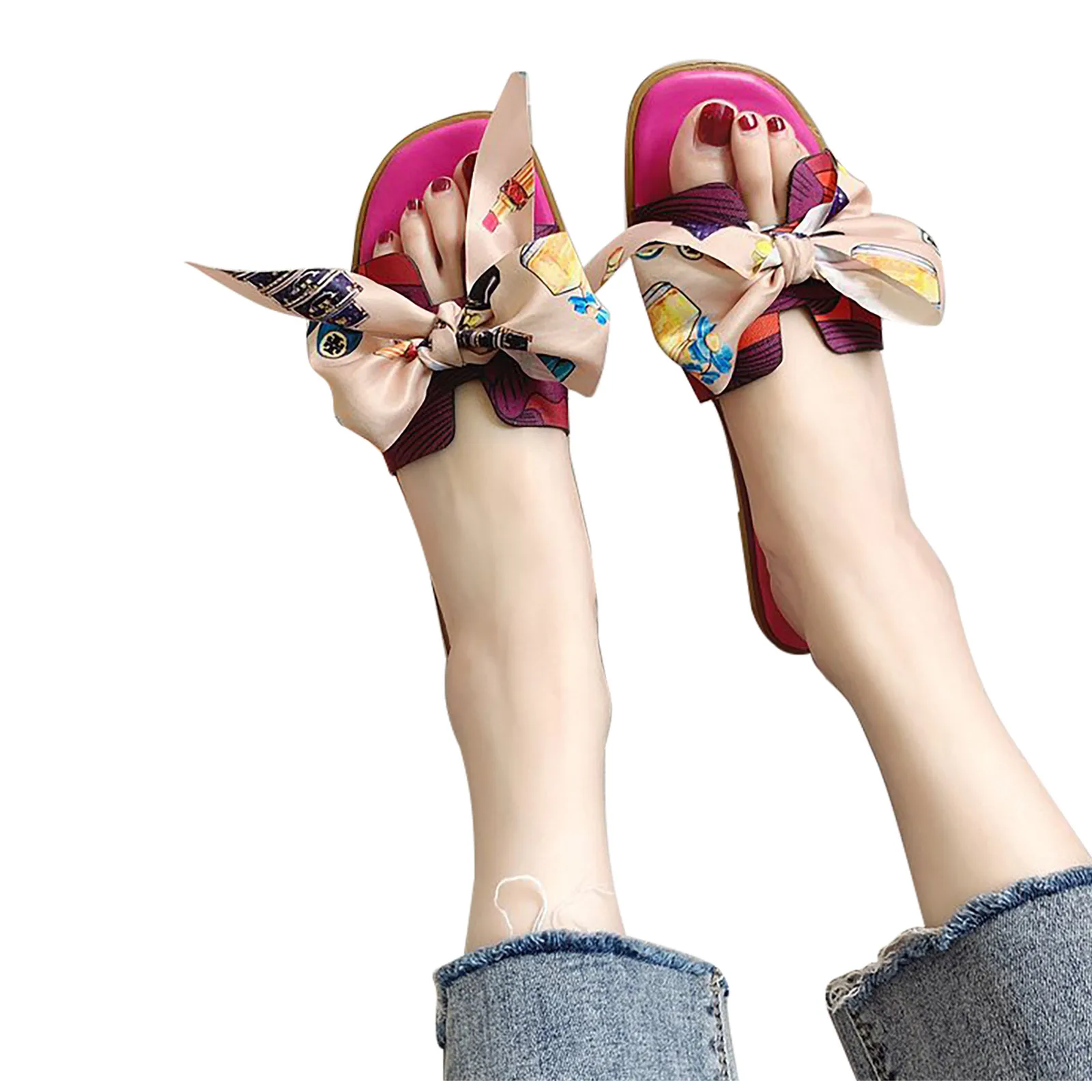 Сандалии SAGACE женские с бантом-бабочкой пляжные шлепанцы для дома и улицы без