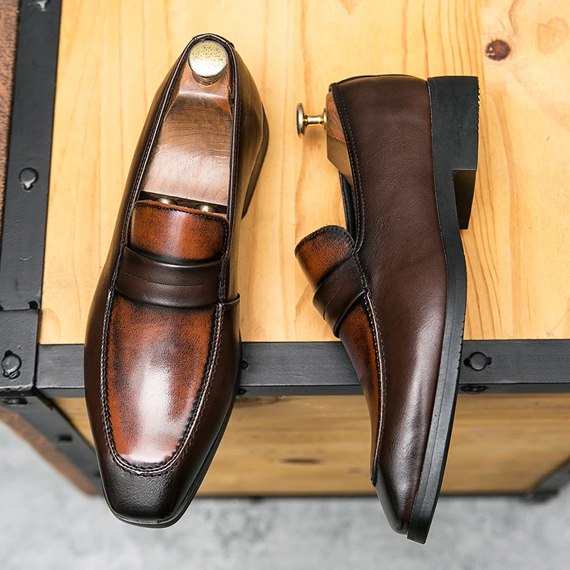 

Men Dress Shoes 2020 Autumn Luxury Business Shoes PU Leather ointed Toe Oxfords Loafers Pointed Toe Wedding Party Male Shoes