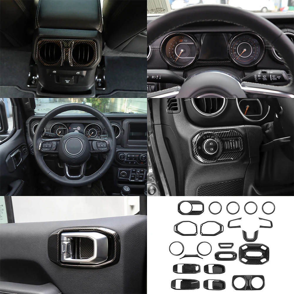 for Jeep Wrangler JL Gladiator JT 2018 2019 2020 2021 Dashboard/Steering Wheel/Air Vent Decoration Cover Trim Car Accessory ABS