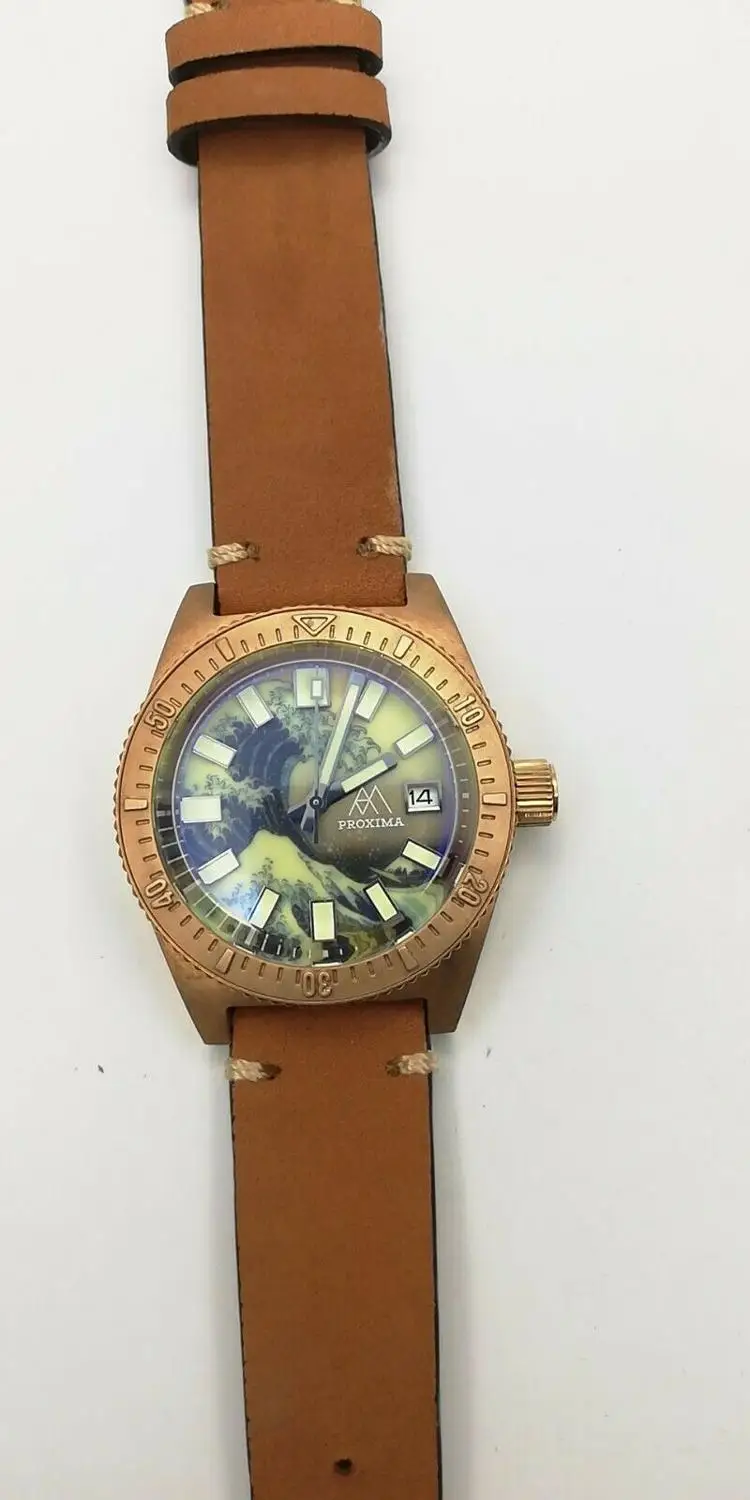 bronze Proxima мужские винтажные часы для дайвинга из нержавеющей стали автоматические часы бронзовые - Цвет: bronze