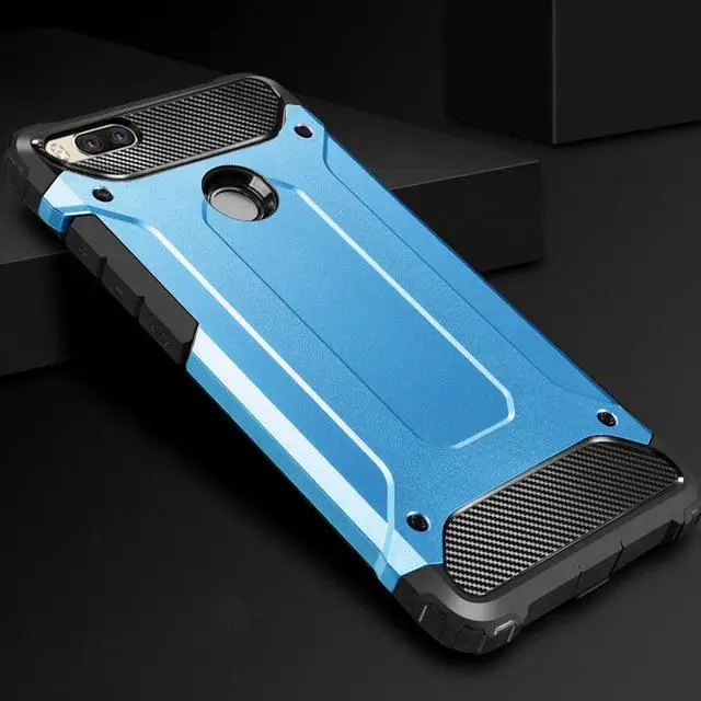 Прочный гибридный жесткий противоударный защитный чехол для телефона Xiaomi Mi6 Max3 Mi5X/Max 2/Redmi 6 5A/Note 4X 5A прочный ударопрочный чехол - Цвет: Синий