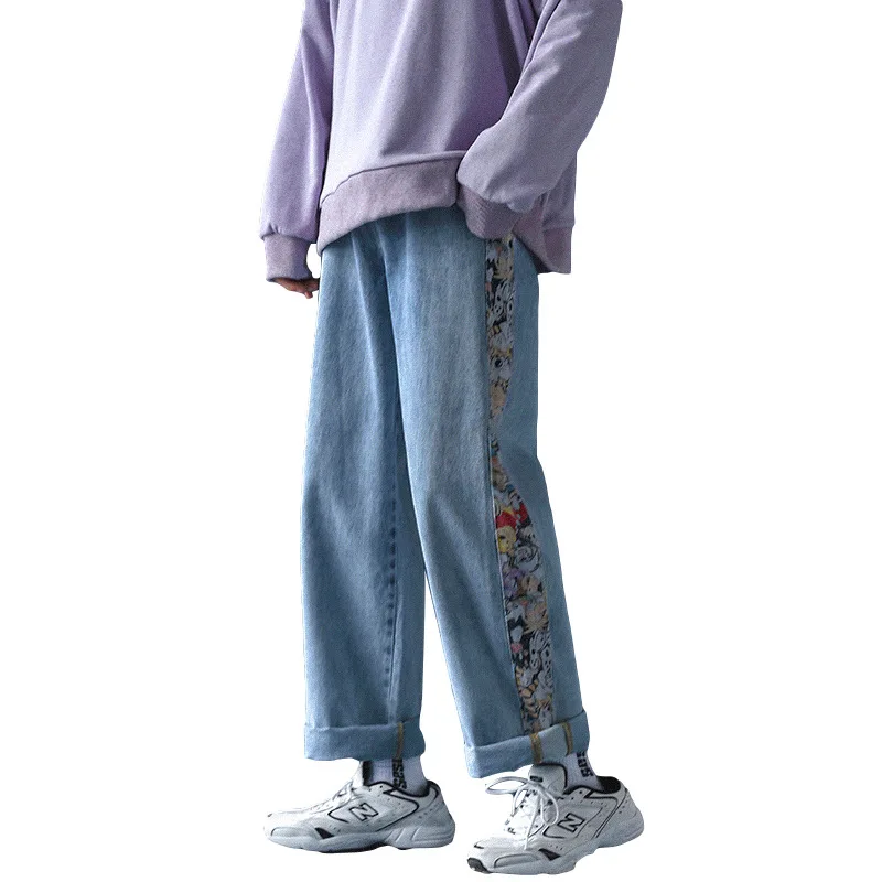 

Spring 2021 New Print Jeans for Men Loose Drop Straight Pants Fashion Casual All-go Pants