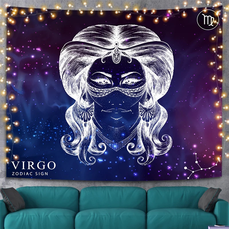 

Virgo Zodiac Tapestry Boho Constellation Zodiac Psychedelic Witch Wall Hanging Space Astrology Tapestry for Living Room Decor