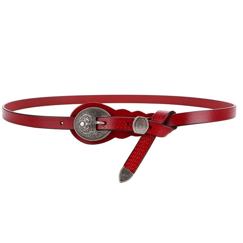 

Fashion Vintage Belts for Women Cowskin Thin Waist Belt Women's Formal BeltsReal Leather Brown High Quality Dress Accessories