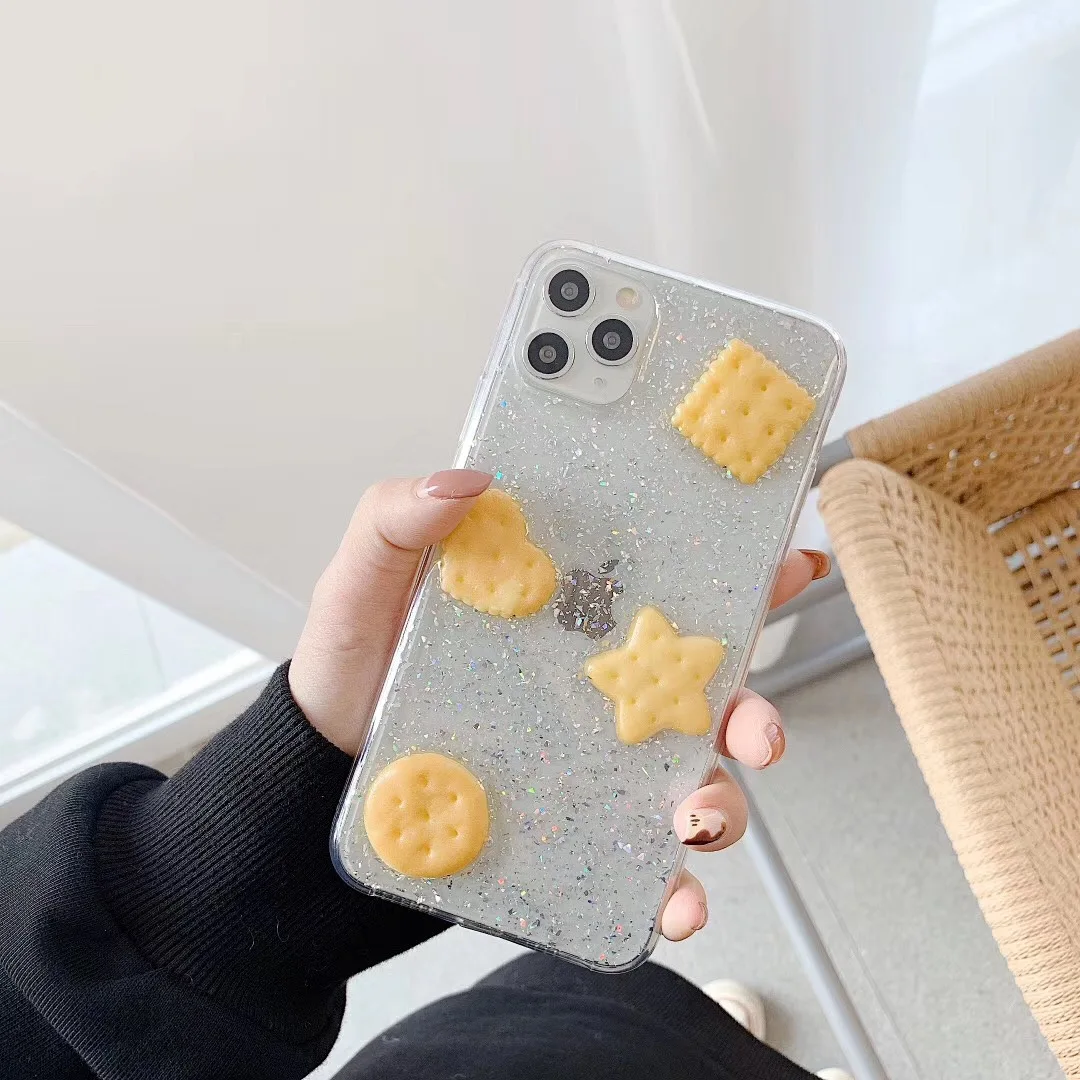 Glitter Biscuits Shining Powder Phone Case for Iphone 11 Pro Max X Xr Xs 7 8 Plus Clear Sequins Soft Tpu Silicone Back Cover |