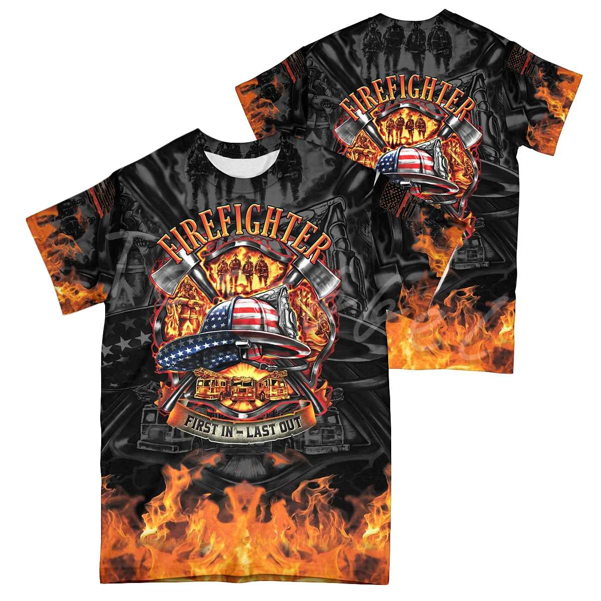 

Tessffel Firefighter 3D Print Fashion Summer Men‘s T-Shirts Undershirts Harajuku Tees Short-Sleeve Casual Brand Streetwear F4