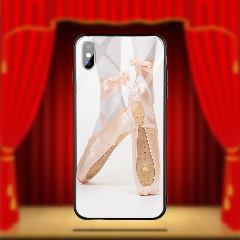 Розовые балетки для танцев iPhone X XR XS 11 Pro Max 8 7 6S 6 Plus чехлы из закаленного стекла